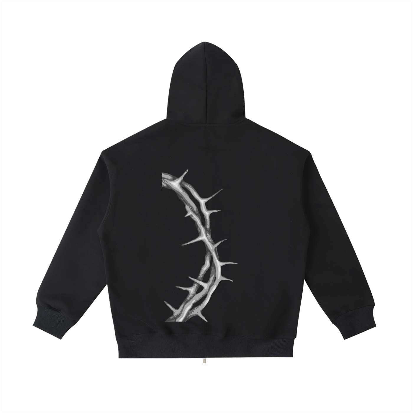 Essential Logo Zip Up Hoodie with Crown of Thorns on the back